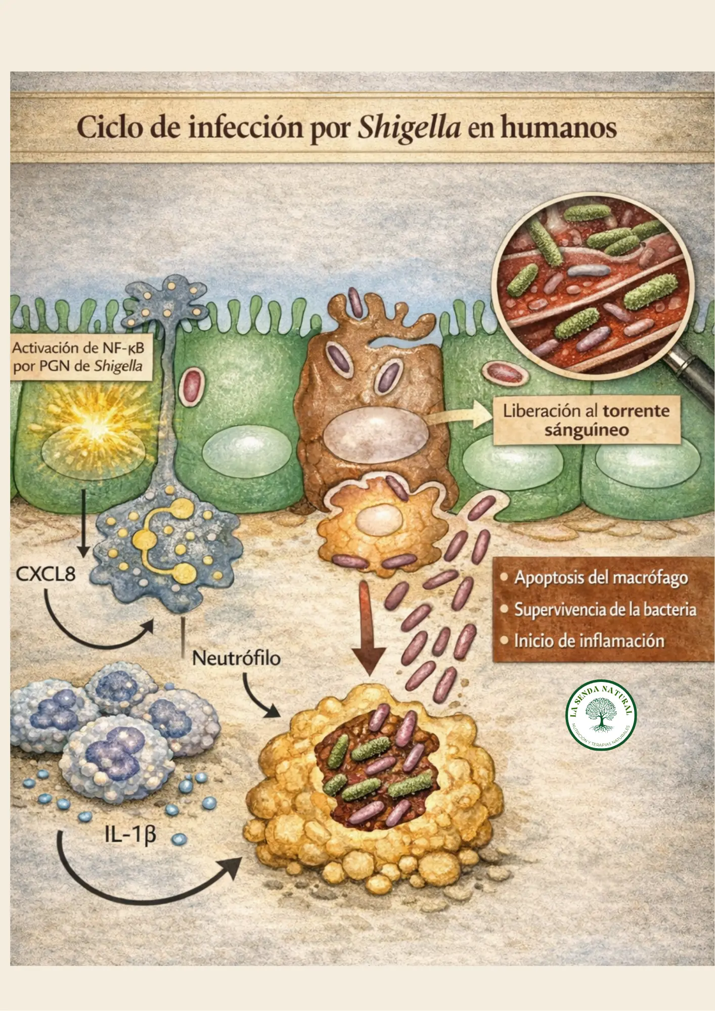 ciclo de la infección por Shigella