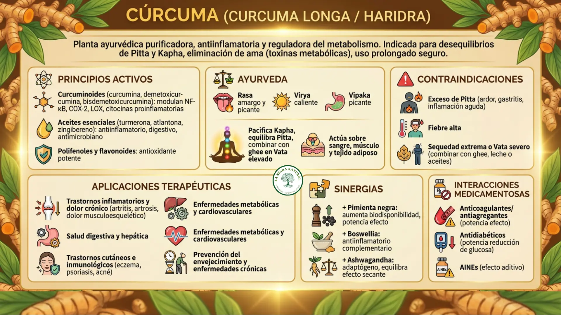 Infografía médica de la cúrcuma