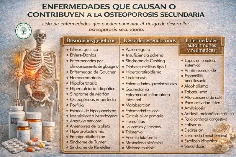 Enfermedades que contribuyen a la osteoporosis secundaria