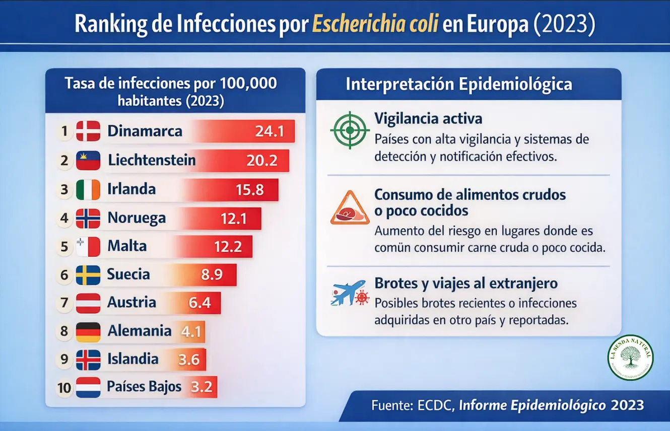 Ranking de paises por infecciones de escherichia coli