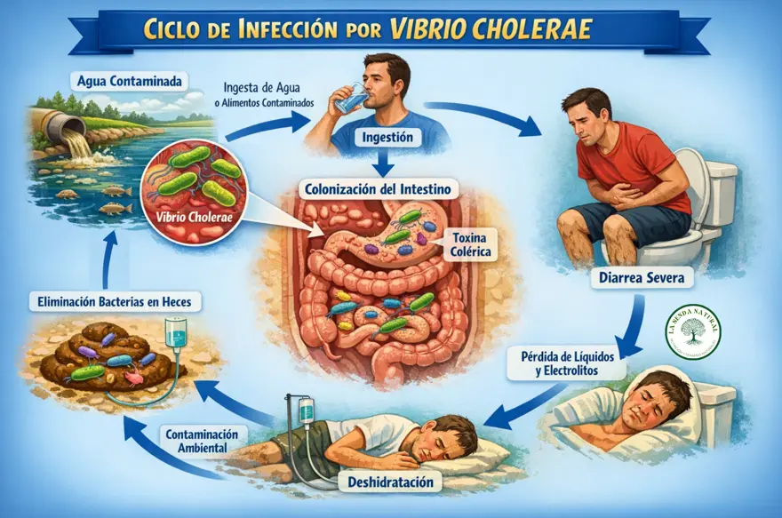 ciclo de infección por vibrio cholerae