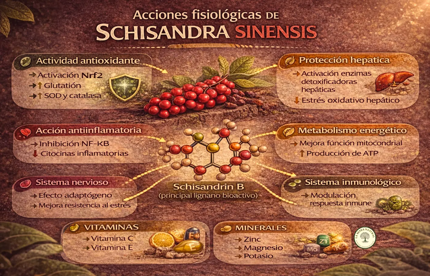 Acciones fisiológicas de la Schizandra sinensis